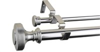 Brushed Steel Curtain Double Rod  84-120