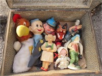 Old Suitcase Full Puppets & Toys Vintage RARE