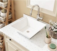 MEJE 16x16-Inch White Square Bathroom Vessel Sink,