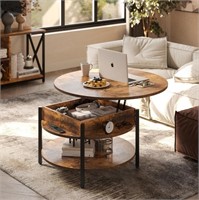 Round Lift Top Coffee Table with Storage