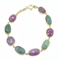 Gold plated Sil Emerald Ruby (20.7ct) Bracelet