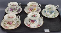 (5) Royal Albert Floral Month Cups & Saucers