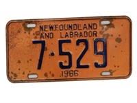 1966 NEWFOUNDLAND & LABRADOR METAL LICENSE PLATE