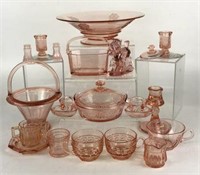 Pink Glassware including Heisey Yeoman Flamingo &