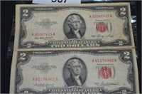 TWO 2 DOLLAR BILLS, SERIES 1953