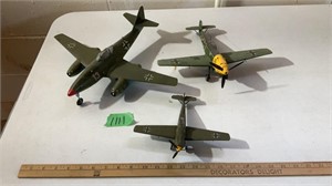 3-  plastic airplane replicas