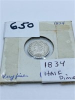 1834 HALF DIME