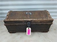 Small wood and metal Camelback trunk 11x20x15