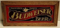 Vintage Budweiser reverse-painted glass sign