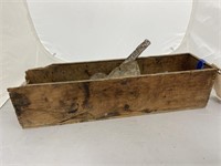 Wooden Box w/Hinges & Ax Head