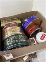 Box of Advertising Tins-approx 9