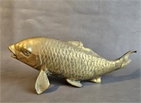 Heavy Cast Brass Koi Fish Sculpture