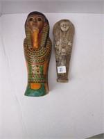 King Tut figures. 1 is 9" tall, carved stone,