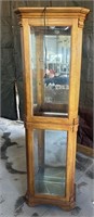 Lighted curio cabinet w/glass shelves 21x72