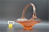Vintage Peach Hobnail art glass basket