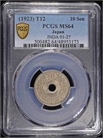 (1923) T12 JAPAN 10 SEN PCGS MS64 JNDA 01-27