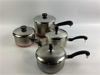 Revere Ware saucepans with lids (2).  Farberware