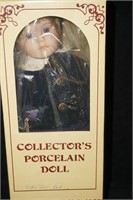 Collector's Porcelain Doll with Blue Suit
