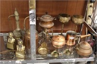 16pc Collection of Brass & Copper; Bookends,