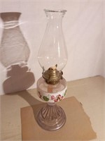 Antique Purplish base w/flour design Oil Lamp