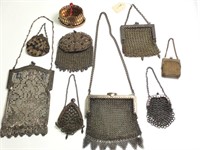 7 Small Antique Chain Mail Purses
