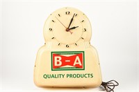 B-A (BOWTIE) QUALITY PRODUCTS PLASTIC CLOCK