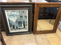 Antique Framed print & Mirror.