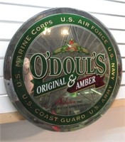 23" DIA. "2003" O'DOULE'S MILITARY BEER MIRROR.