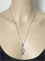 Fish & Cross Pendant & Chain VTG