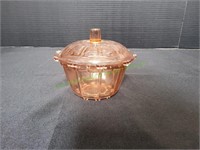 Pink Depression Glass Candy Dish w/ Lid