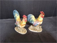 6" Lefton China Roosters, 2pc #KW494