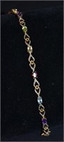 7" Sterling Silver Lady's Bracelet With Stones