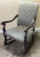 MID CENTURY HAND CARVED WOOD ROCKING CHAIR