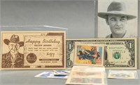 Hopalong Cassidy Dollar Bill, Trading Cards + (6)