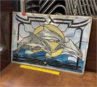 Stained Leaded Glass Art Dolphin Decor