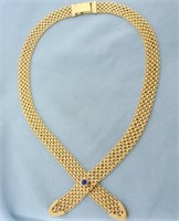 Heavy Bismarck Link Tanzanite Necklace in 14K Yell