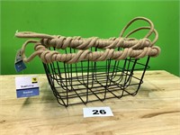 Trueliving Wire Basket with Rope Handle lot of 2