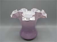Fenton6" lavender cased ruffled vase