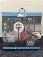 NEW BOWER 12" RING LIGHT STUDIO KIT w TRIPOD