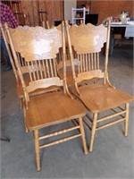 Lot (4) Modern Oak Pressed Back Kitchen Chairs