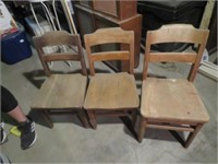 3 CHILDS WOOD CHAIRS