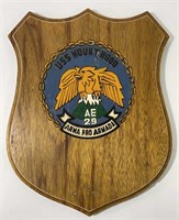 US Navy USS Mount Hood Wooden Plaque