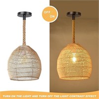 1 Llight Rattan Pendant Lights,Woven Lamp Shade