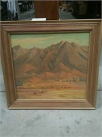 Oil painting on canvas. subject mountains signed