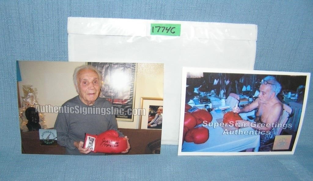 Pair of Jake LaMotta the raging bull celebrity sig