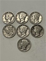 Mercury Dimes: 1934,1935,1936,1937,1938,1939,1940