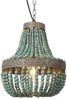 Newrays Wood Bead Chandelier Pendant Lights Gray B