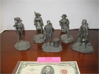 5 Franklin Mint Fine Pewter Figurines 4" Soldiers