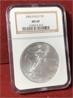 2005 UNITED STATES SILVER EAGLE MS69