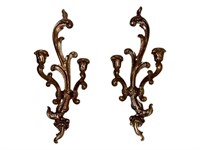 (2) Vintage Syroco Wall Sconces w/ Candle Holders